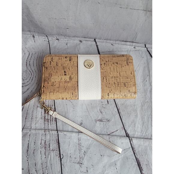 Anne Klein Cork with White Leather Wallet Wristlet READ - Picture 1 of 14